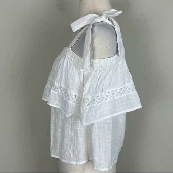 dra Los Angeles White Off Shoulder Cottagecore Cotton Top XS - Picture 5 of 7